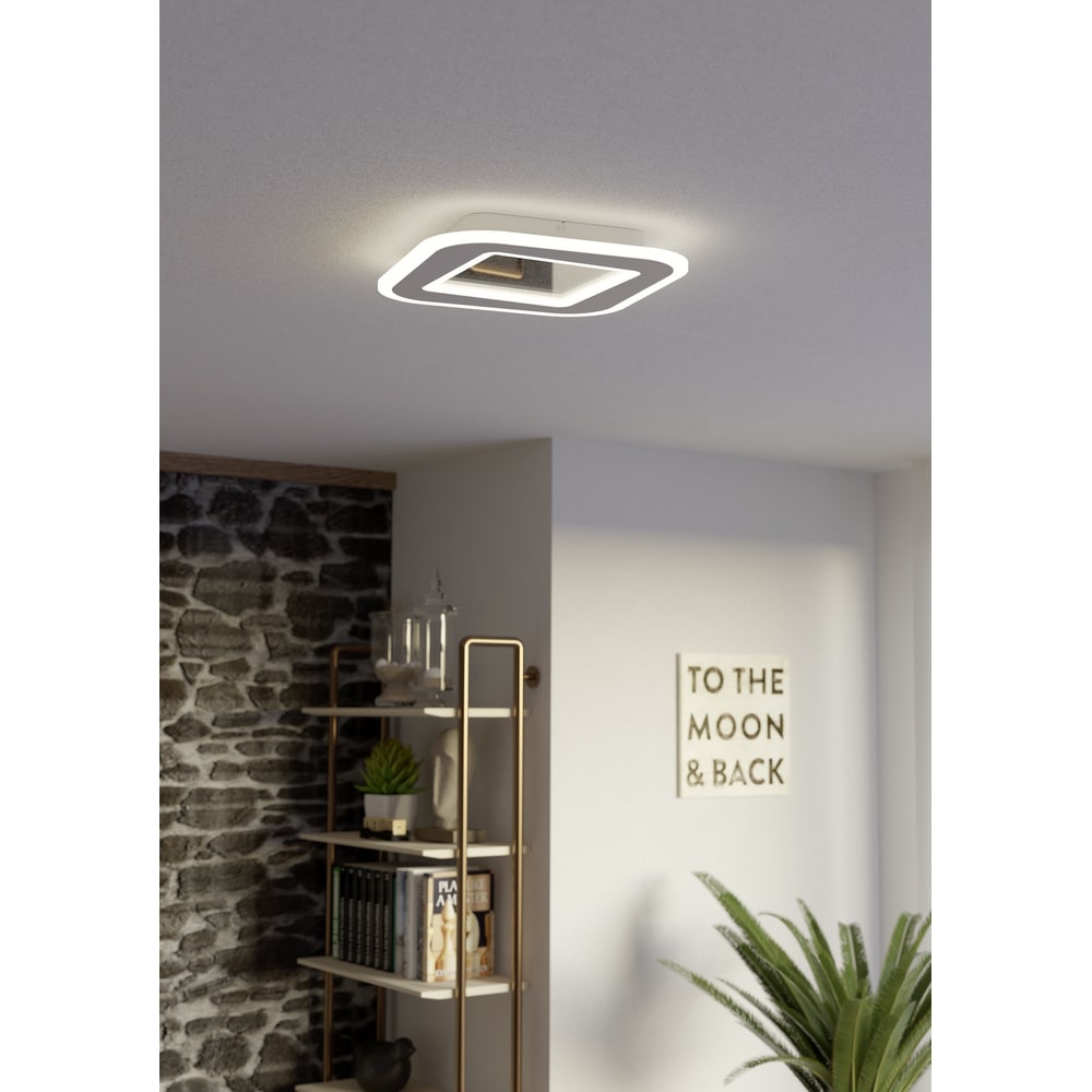 Plafoniera Led EGLO Macchioni, 20W, 2360lm, lumina variabila, IP20, alb