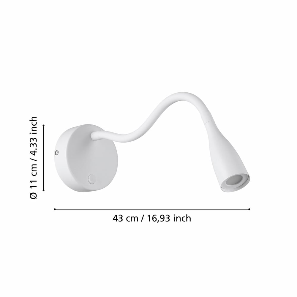 Aplica Led EGLO Olivandino Flex, 3.8W, 320lm, lumina calda, IP20, alb
