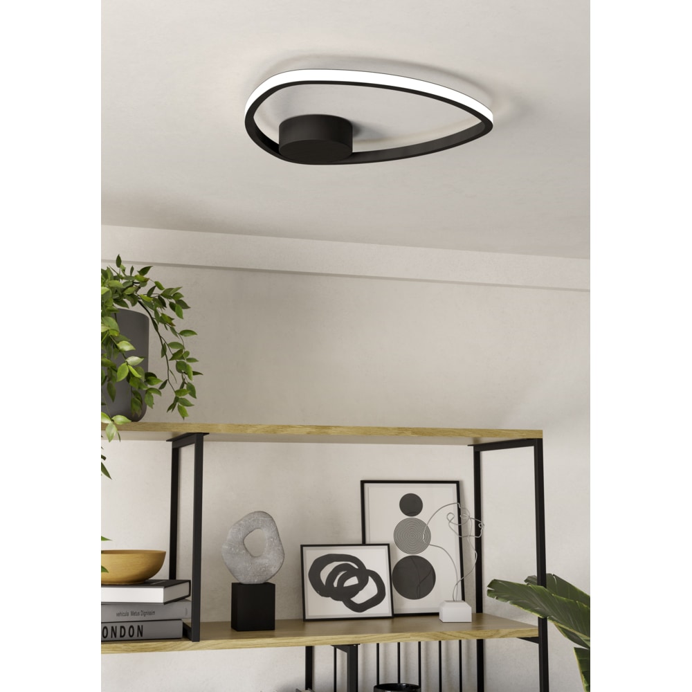 Plafoniera Led EGLO Moschella, 9.7W, 1440lm, lumina variabila, IP20, negru-alb