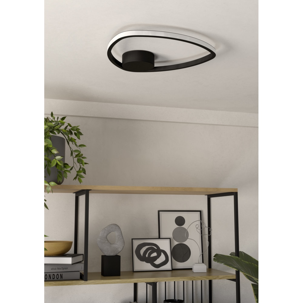 Plafoniera Led EGLO Moschella, 9.7W, 1440lm, lumina variabila, IP20, negru-alb