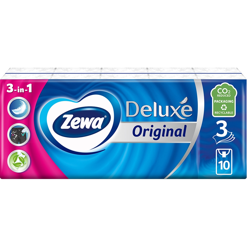Servetele nazale ZEWA Deluxe Original, 3 straturi, 10 pachete