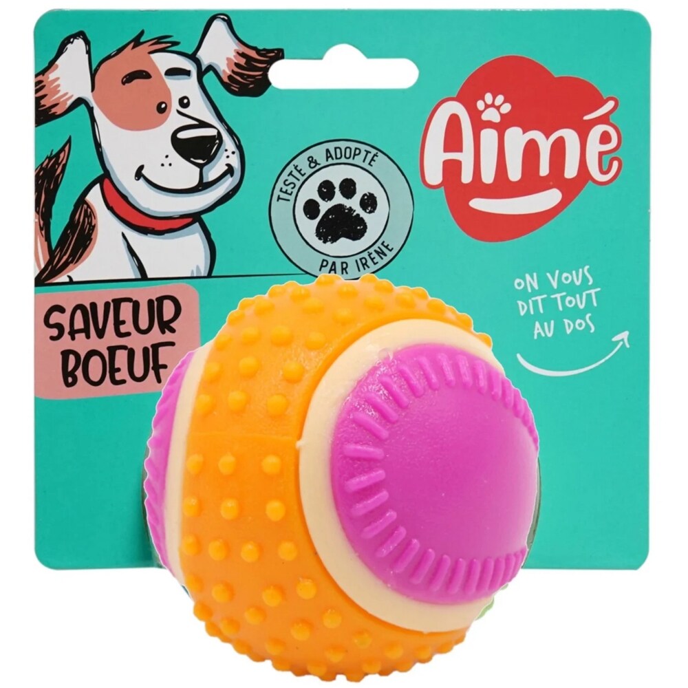 Jucarie pentru caini AGROBIOTHERS Minge Aime 5 Senses, 6 cm, multicolor