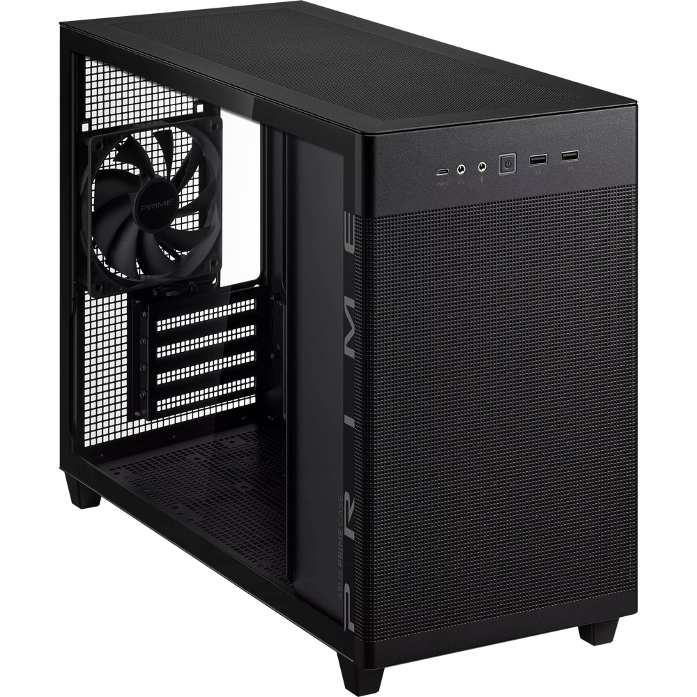 Carcasa PC ASUS PRIME AP201(Tempered Glass), USB 3.2 Gen1, Fara sursa, negru