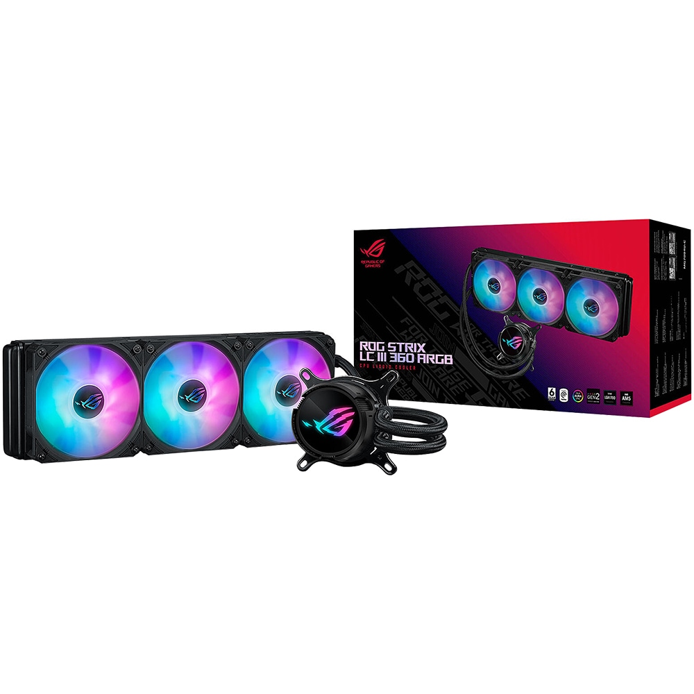 Cooler procesor cu racire lichida ASUS ROG STRIX LC III 360 ARGB, 3x120mm, 90RC00W1-M0UAY0