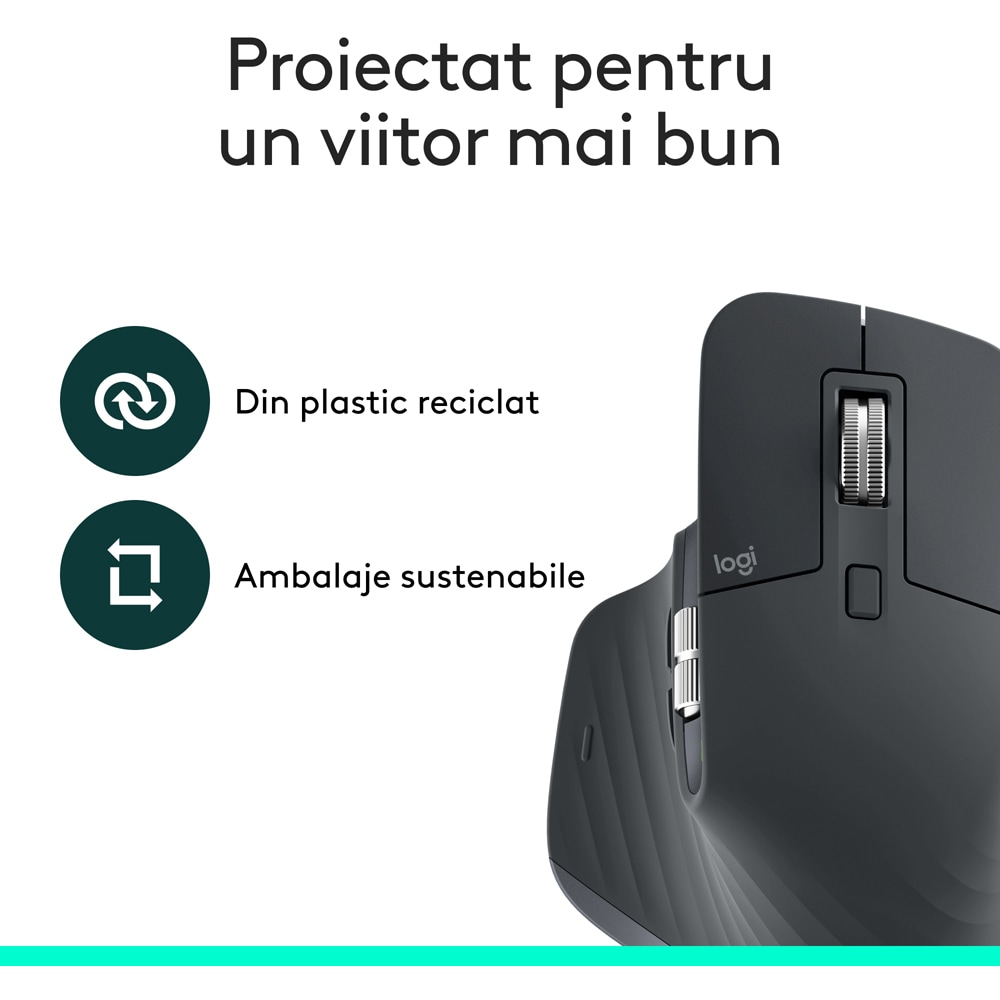 Mouse Wireless LOGITECH MX Master 3S Performance, 8000 dpi, Bluetooth, grafit