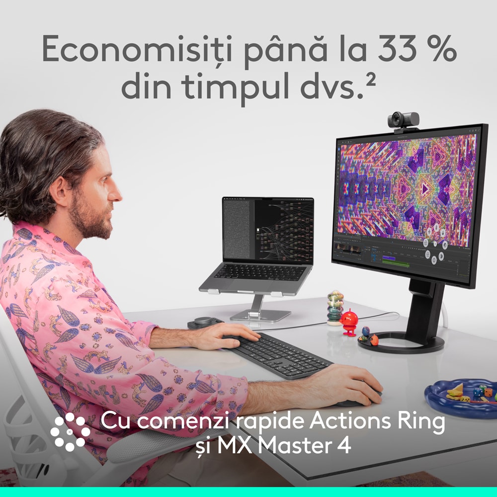 Mouse Wireless LOGITECH MX Master 4, 8000 dpi, Bluetooth, grafit