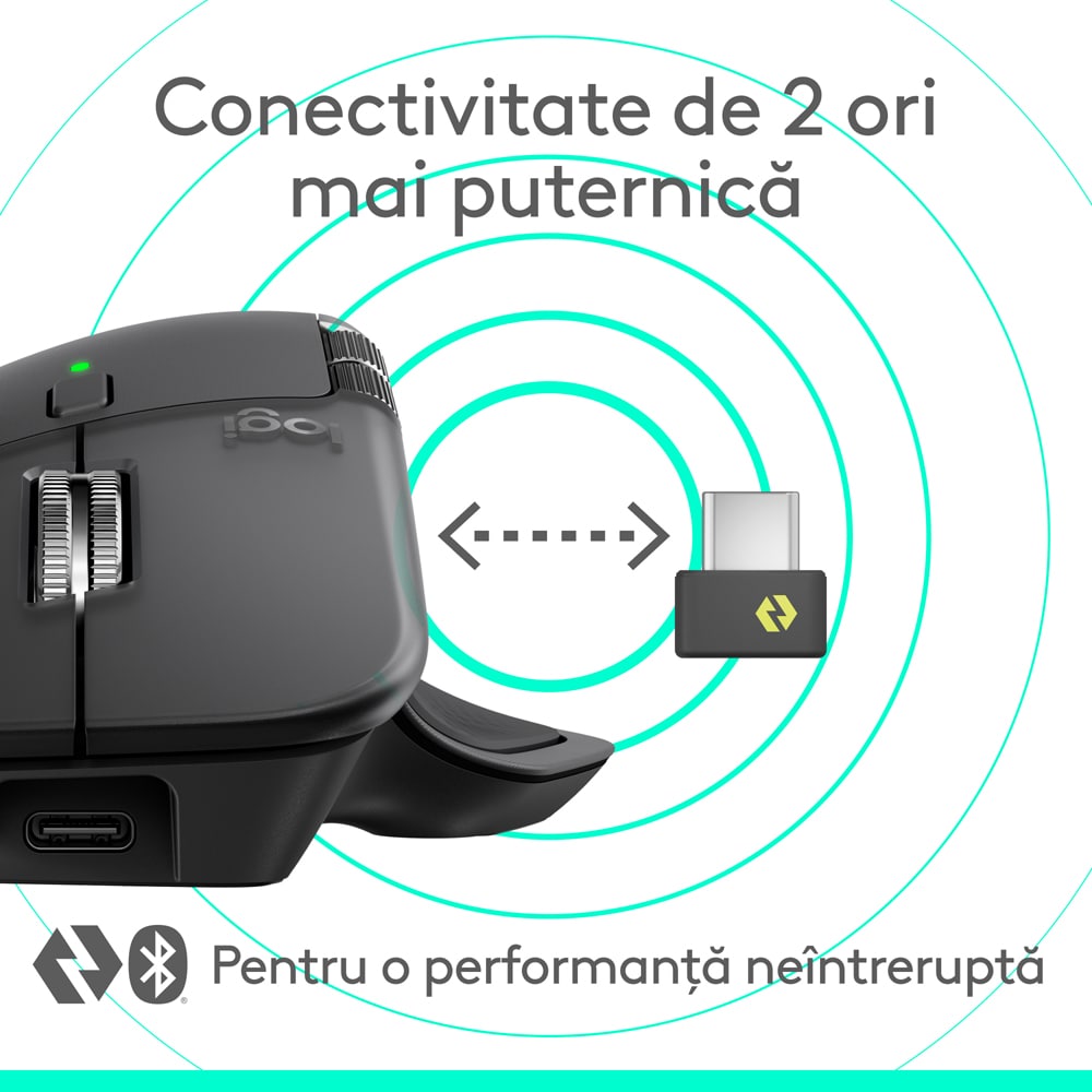 Mouse Wireless LOGITECH MX Master 4, 8000 dpi, Bluetooth, grafit