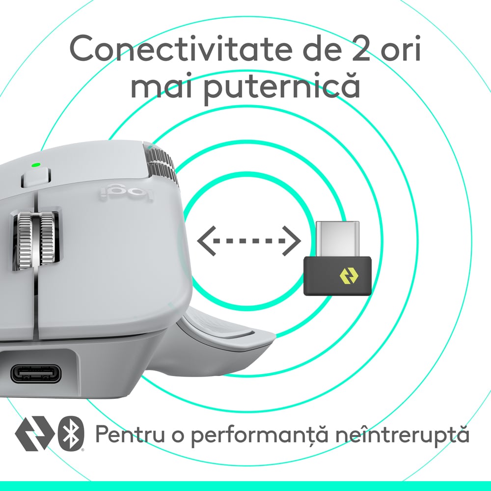 Mouse Wireless LOGITECH MX Master 4, 8000 dpi, Bluetooth, gri