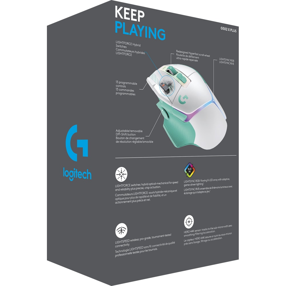 Mouse Gaming Wireless LOGITECH G502 X Plus, 25.600 dpi, verde