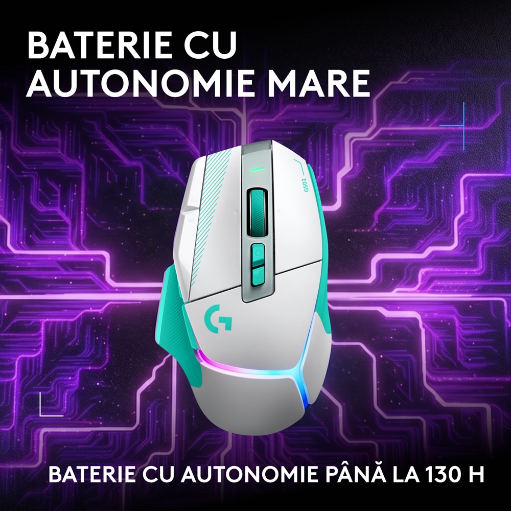 Mouse Gaming Wireless LOGITECH G502 X Plus, 25.600 dpi, verde