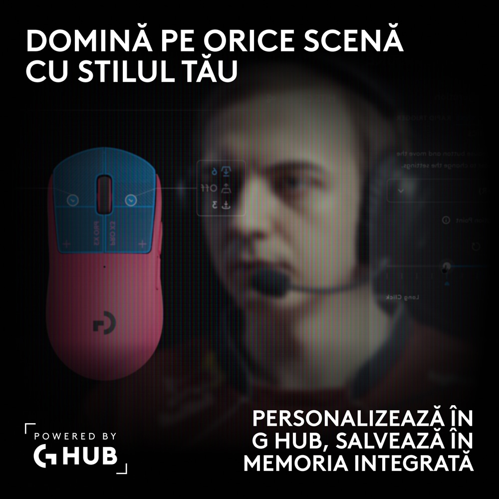 Mouse Gaming Wireless LOGITECH G Pro X3 Superstrike 910-007827, 44.000 dpi, roz
