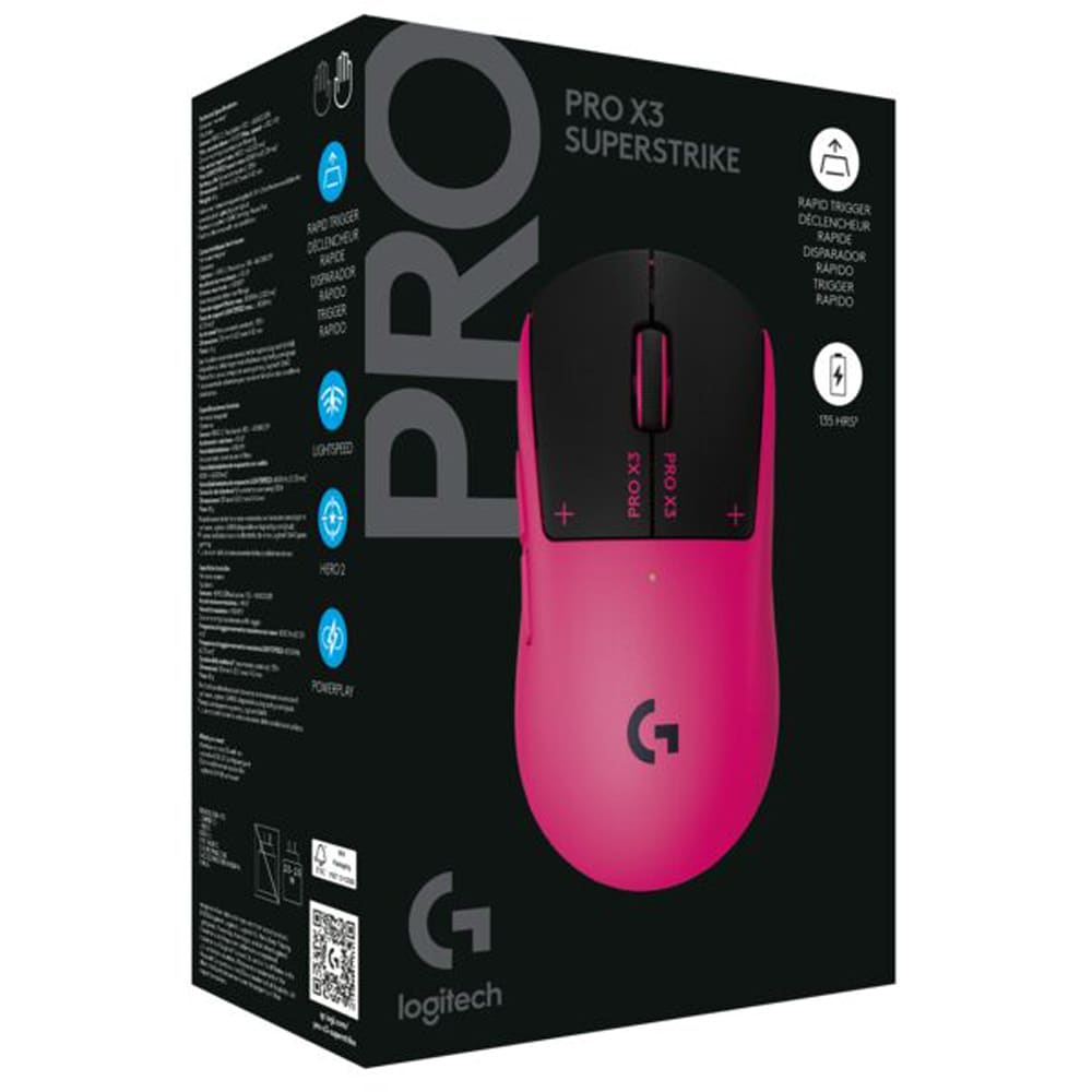 Mouse Gaming Wireless LOGITECH G Pro X3 Superstrike 910-007827, 44.000 dpi, roz