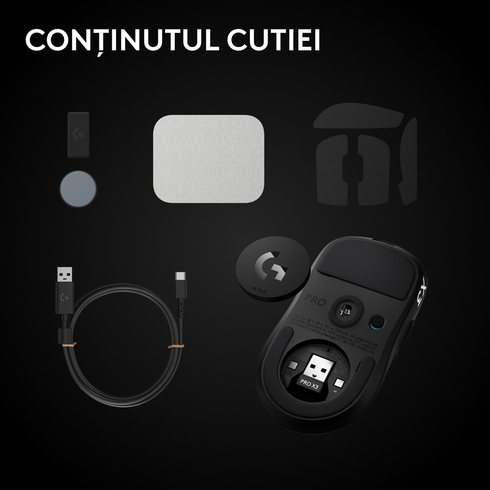 Mouse Gaming Wireless LOGITECH G Pro X3 Superstrike 910-007878, 44.000 dpi, negru