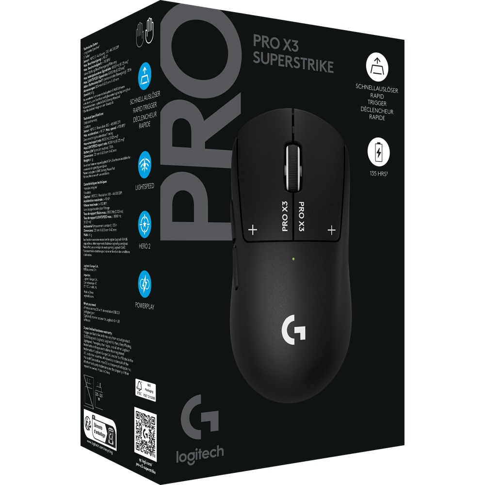 Mouse Gaming Wireless LOGITECH G Pro X3 Superstrike 910-007878, 44.000 dpi, negru