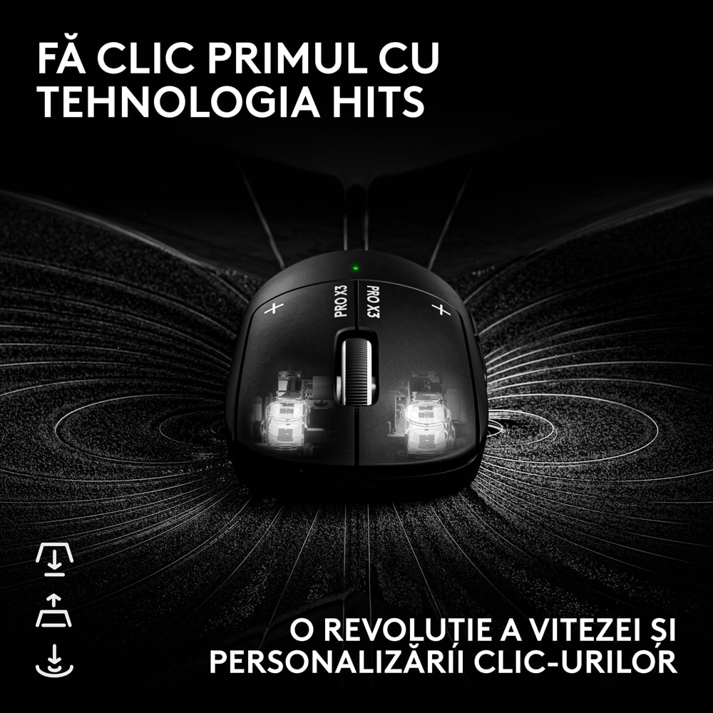 Mouse Gaming Wireless LOGITECH G Pro X3 Superstrike 910-007878, 44.000 dpi, negru