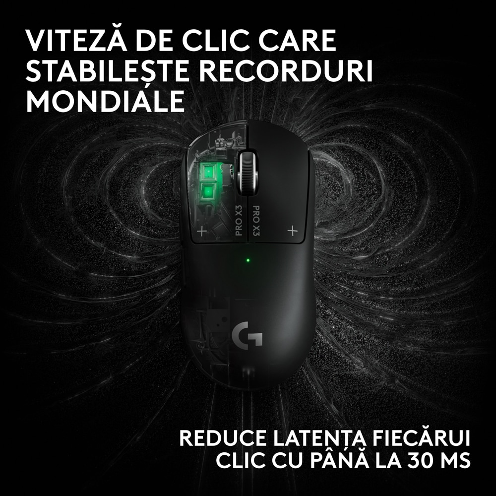 Mouse Gaming Wireless LOGITECH G Pro X3 Superstrike 910-007878, 44.000 dpi, negru