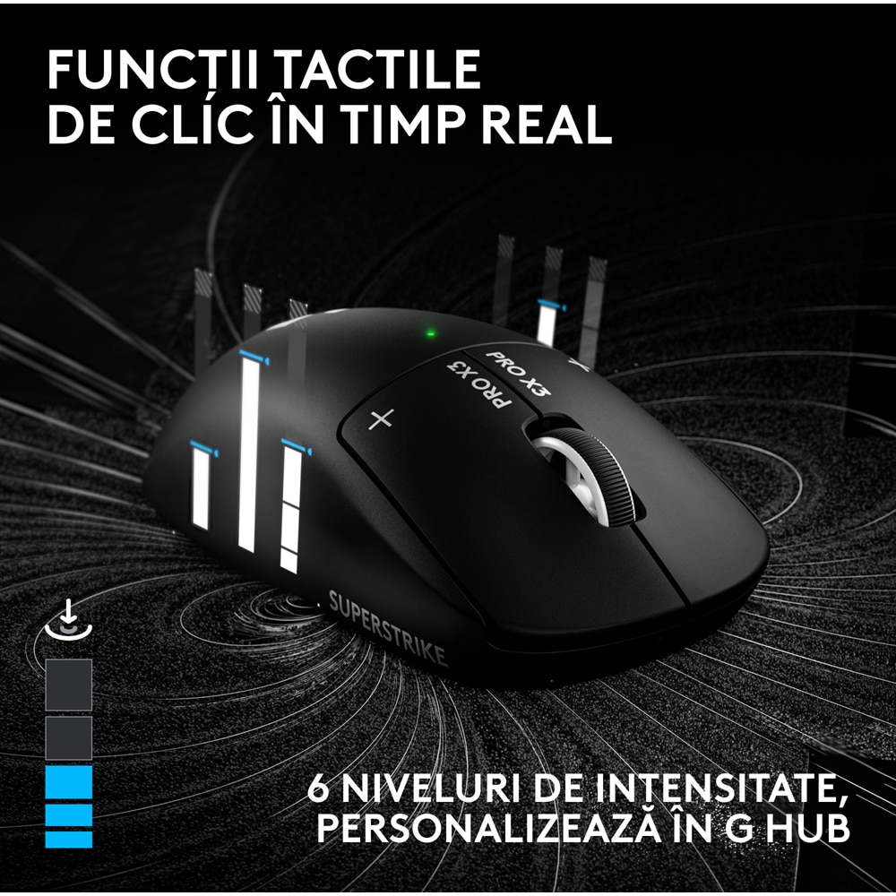 Mouse Gaming Wireless LOGITECH G Pro X3 Superstrike 910-007878, 44.000 dpi, negru