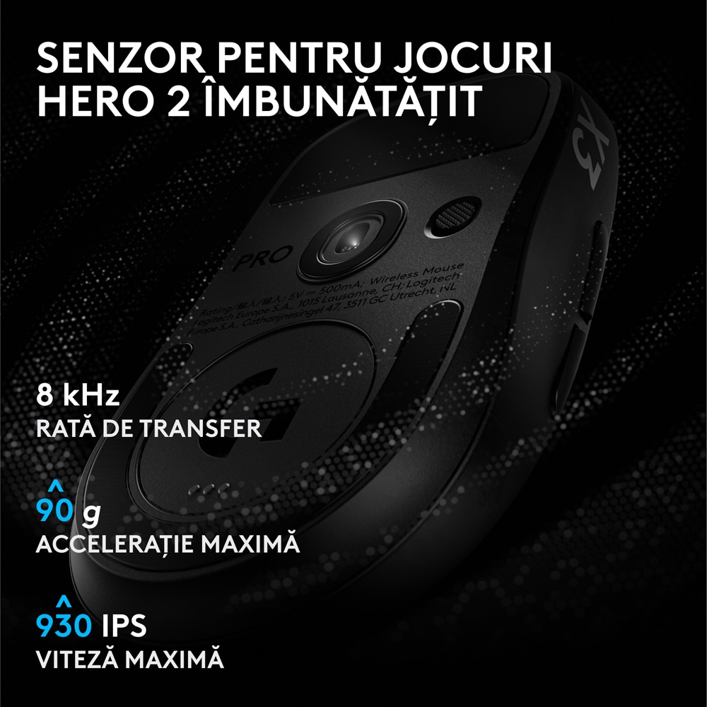 Mouse Gaming Wireless LOGITECH G Pro X3 Superstrike 910-007878, 44.000 dpi, negru