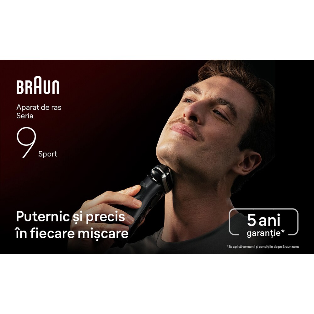 Aparat de ras BRAUN Series 9 9110S, acumulator, autonomie 60 min, negru