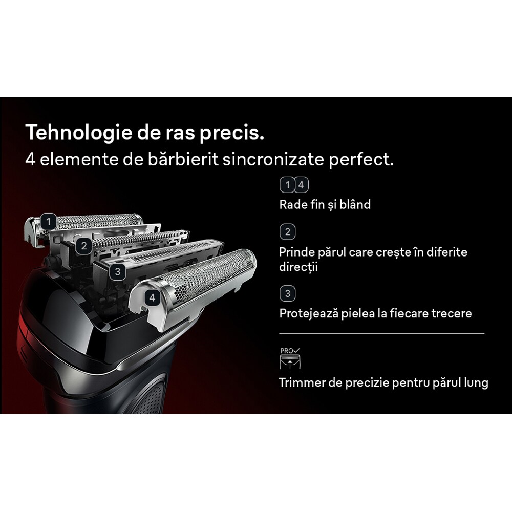 Aparat de ras BRAUN Series 9 9110S, acumulator, autonomie 60 min, negru