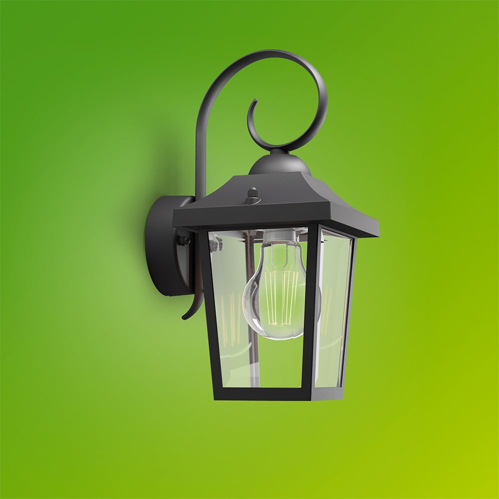 Lampa de perete Philips Buzzard, E27, 60W, IP44, aluminiu, negru