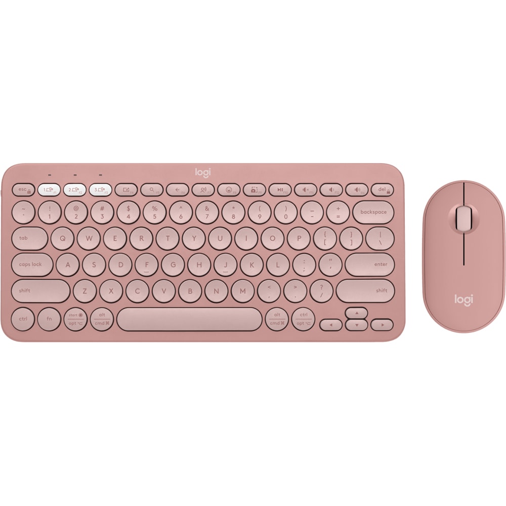 Kit mouse si tastatura wireless LOGITECH Pebble 2 Combo, Bluetooth, roz