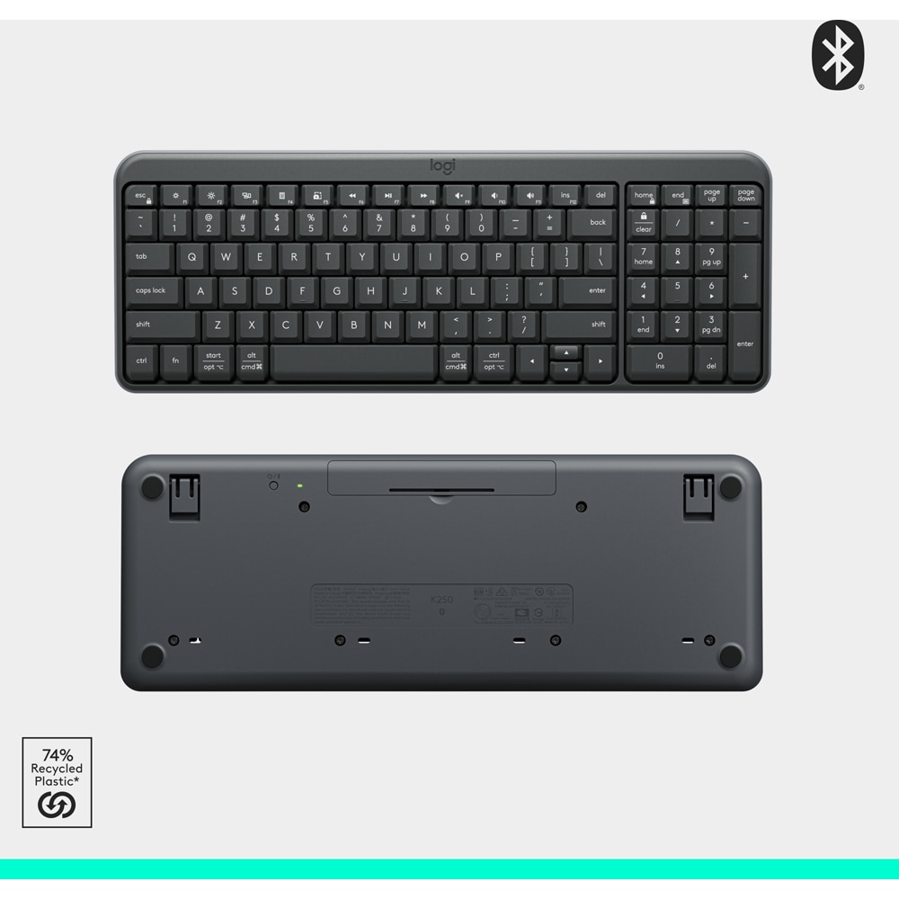 Tastatura Wireless LOGITECH K250, Bluetooth, Layout US, negru