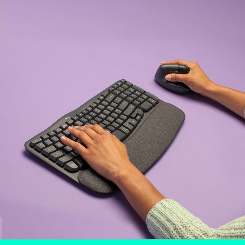 Kit tastatura si mouse Wireless LOGITECH Wave Keys and Lift Combo, USB, Layout US, negru