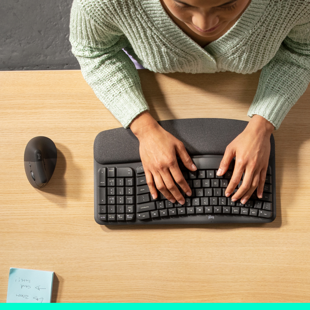 Kit tastatura si mouse Wireless LOGITECH Wave Keys and Lift Combo, USB, Layout US, negru