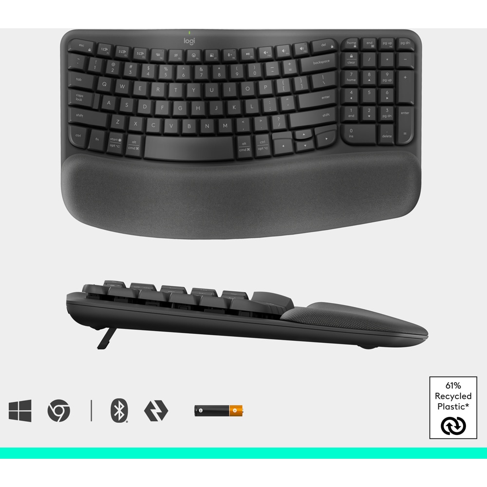 Kit tastatura si mouse Wireless LOGITECH Wave Keys and Lift Combo, USB, Layout US, negru