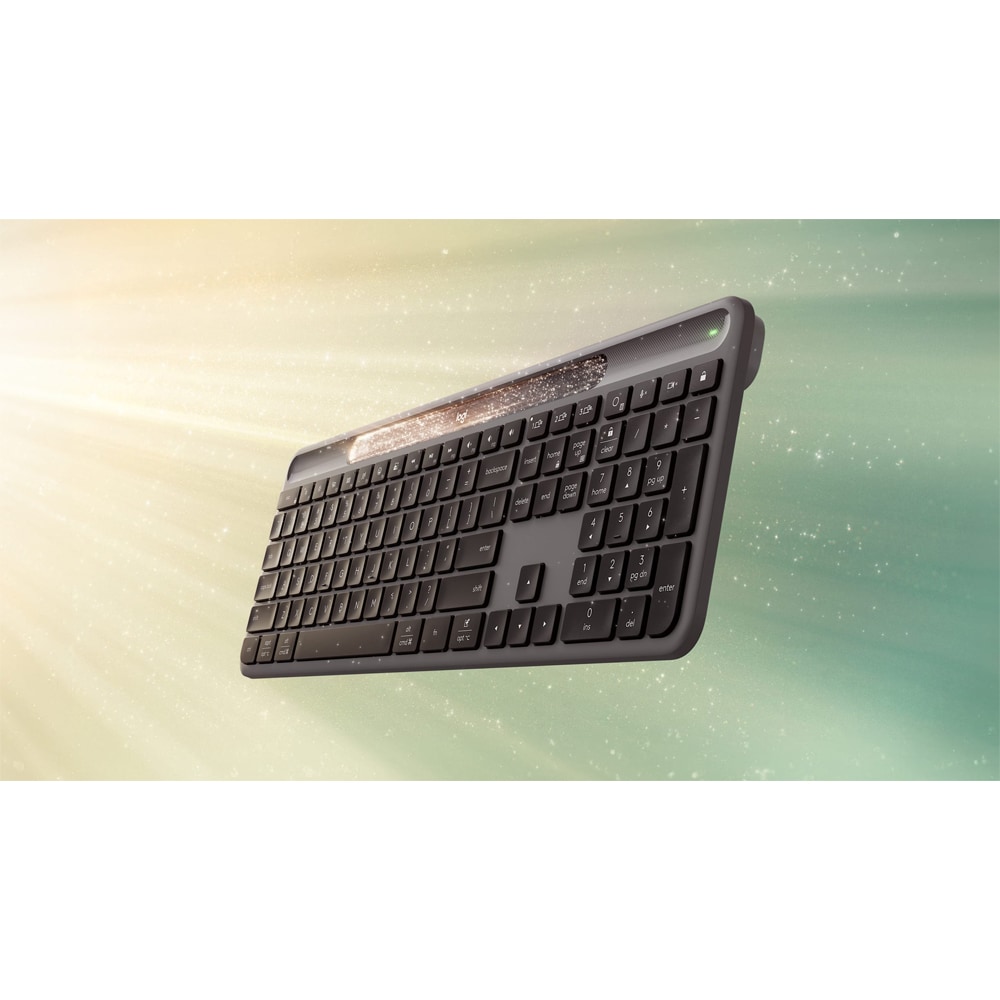 Tastatura Wireless LOGITECH Slim Solar+, Bluetooth, USB, Layout US INT, negru-gri