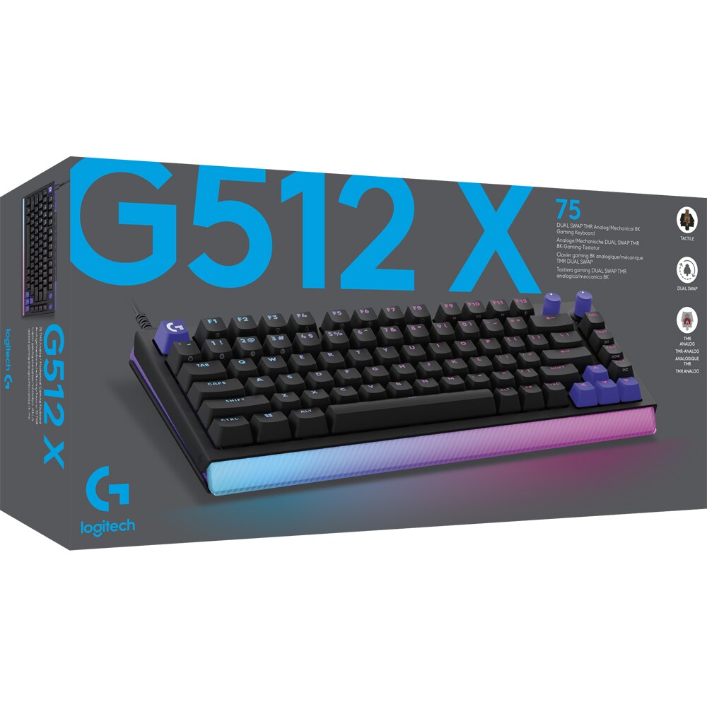 Tastatura Gaming mecanica LOGITECH G512 X 75 Tactile, USB, Layout US, negru