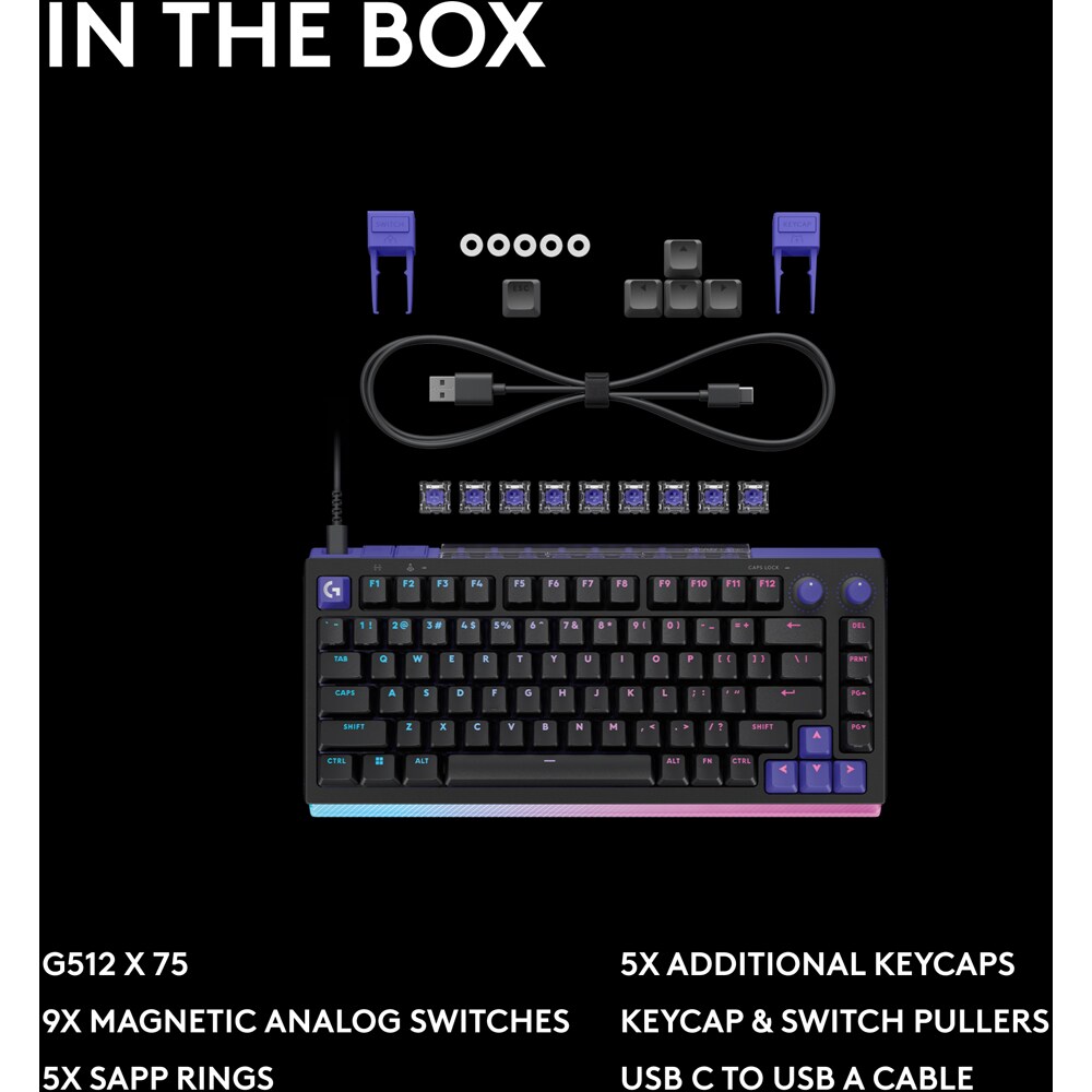 Tastatura Gaming mecanica LOGITECH G512 X 75 Linear, USB, Layout US, negru