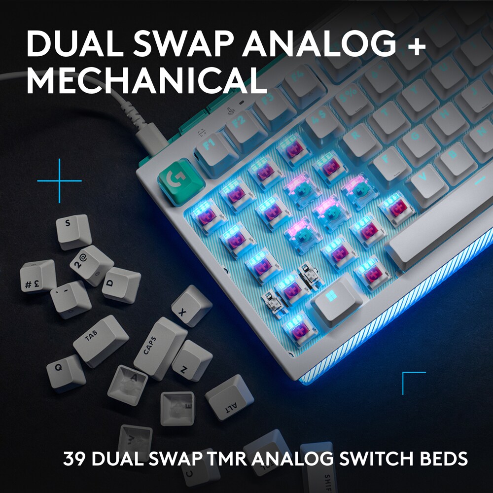Tastatura Gaming mecanica LOGITECH G512 X 75 Tactile, USB, Layout US, alb