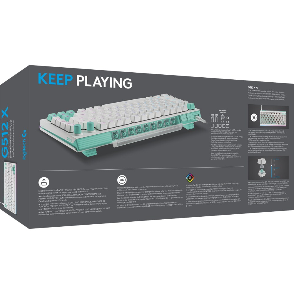 Tastatura Gaming mecanica LOGITECH G512 X 75 Tactile, USB, Layout US, alb