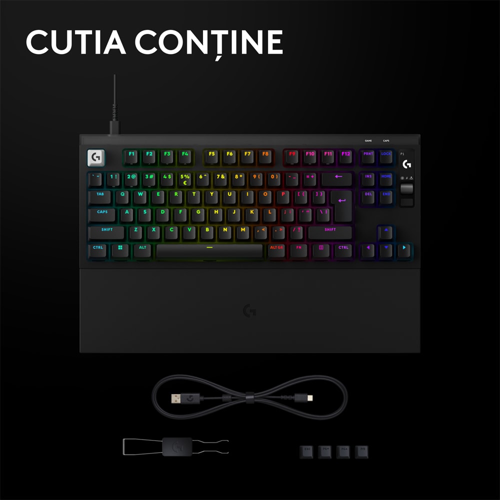 Tastatura Gaming mecanica LOGITECH Pro X2 Rapid, USB, negru