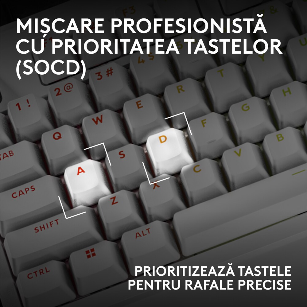 Tastatura Gaming mecanica LOGITECH Pro X2 Rapid, USB, alb