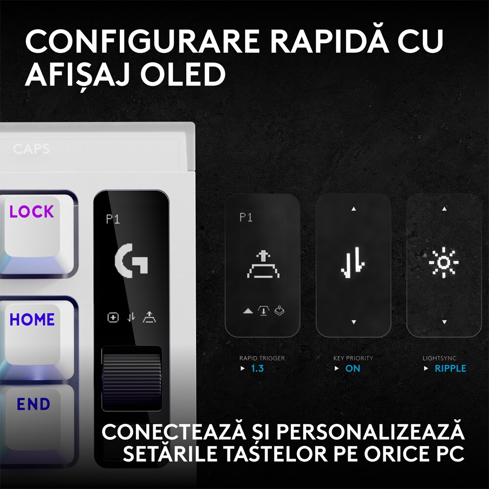 Tastatura Gaming mecanica LOGITECH Pro X2 Rapid, USB, alb