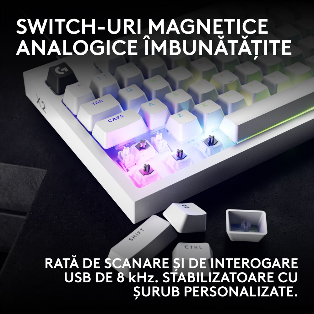 Tastatura Gaming mecanica LOGITECH Pro X2 Rapid, USB, alb