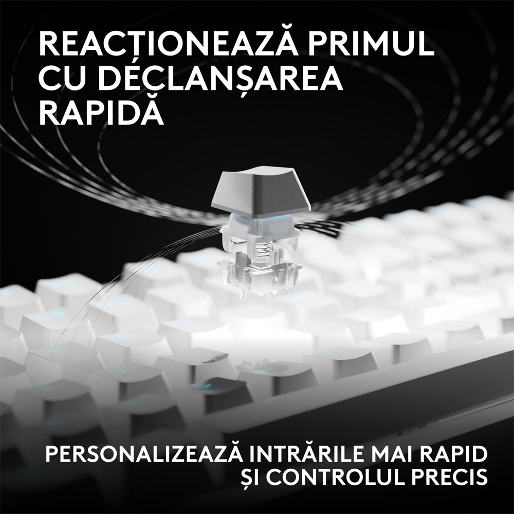 Tastatura Gaming mecanica LOGITECH Pro X2 Rapid, USB, alb