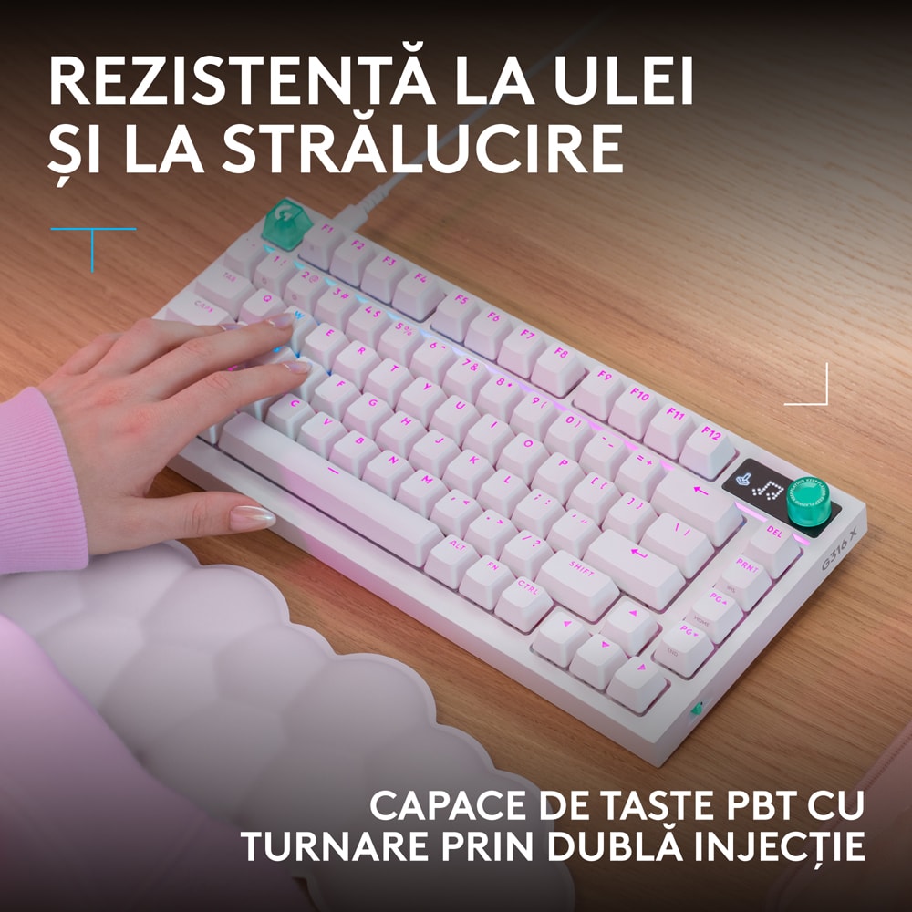 Tastatura Gaming mecanica LOGITECH G316 X 75, USB, alb