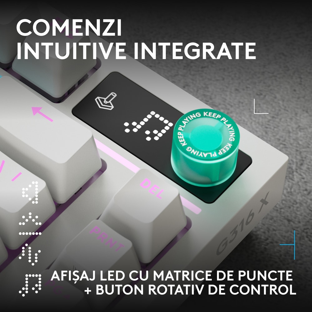 Tastatura Gaming mecanica LOGITECH G316 X 75, USB, alb