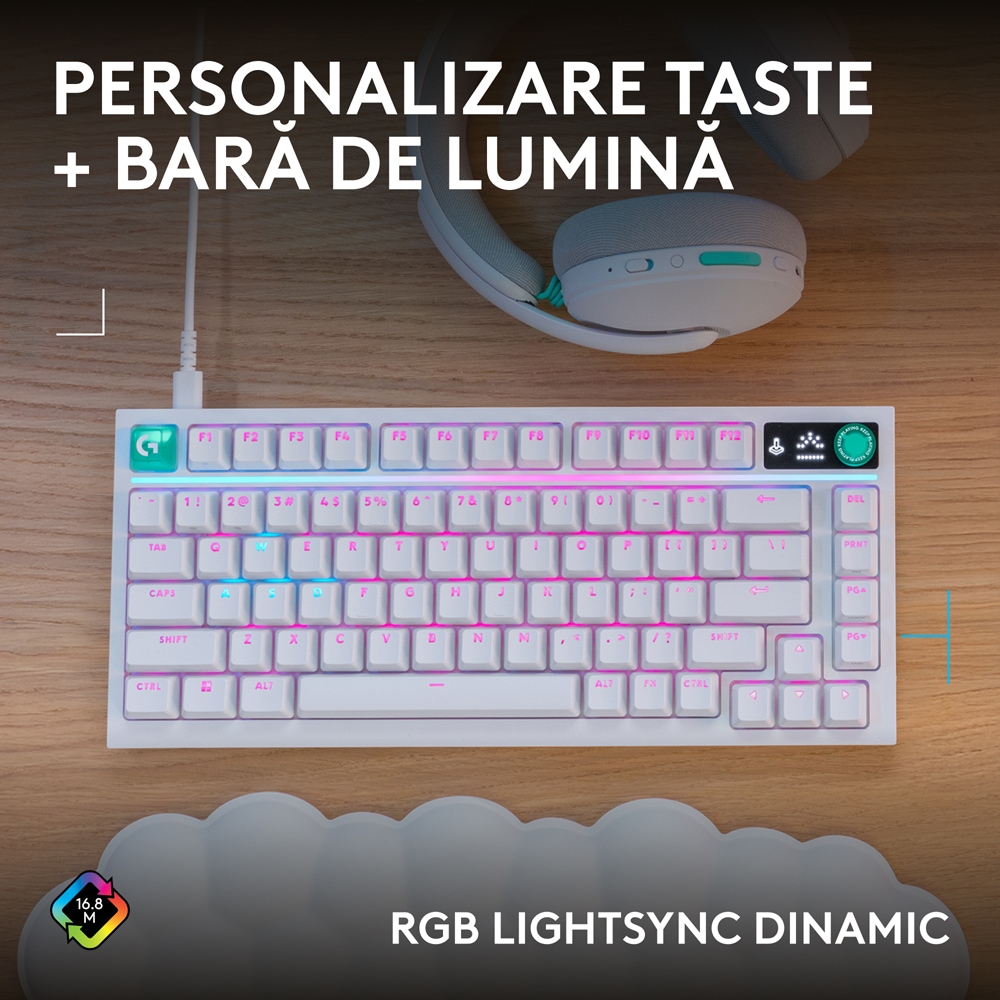 Tastatura Gaming mecanica LOGITECH G316 X 75, USB, alb