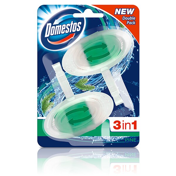 Odorizant toaleta DOMESTOS 3in1 Pine, 2 x 40g