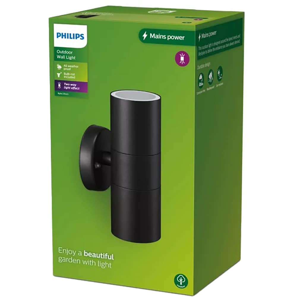 Lampa solara de perete Philips Kylis, GU10, 25W, IP44, aluminiu, negru