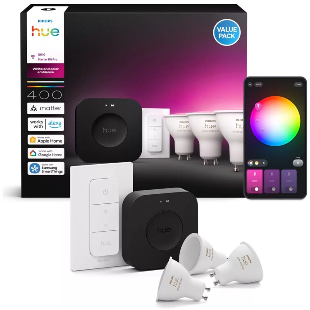 Starter kit PHILIPS HUE 8720169374546, GU10, 4.2W, 400lm, Lumina RGB