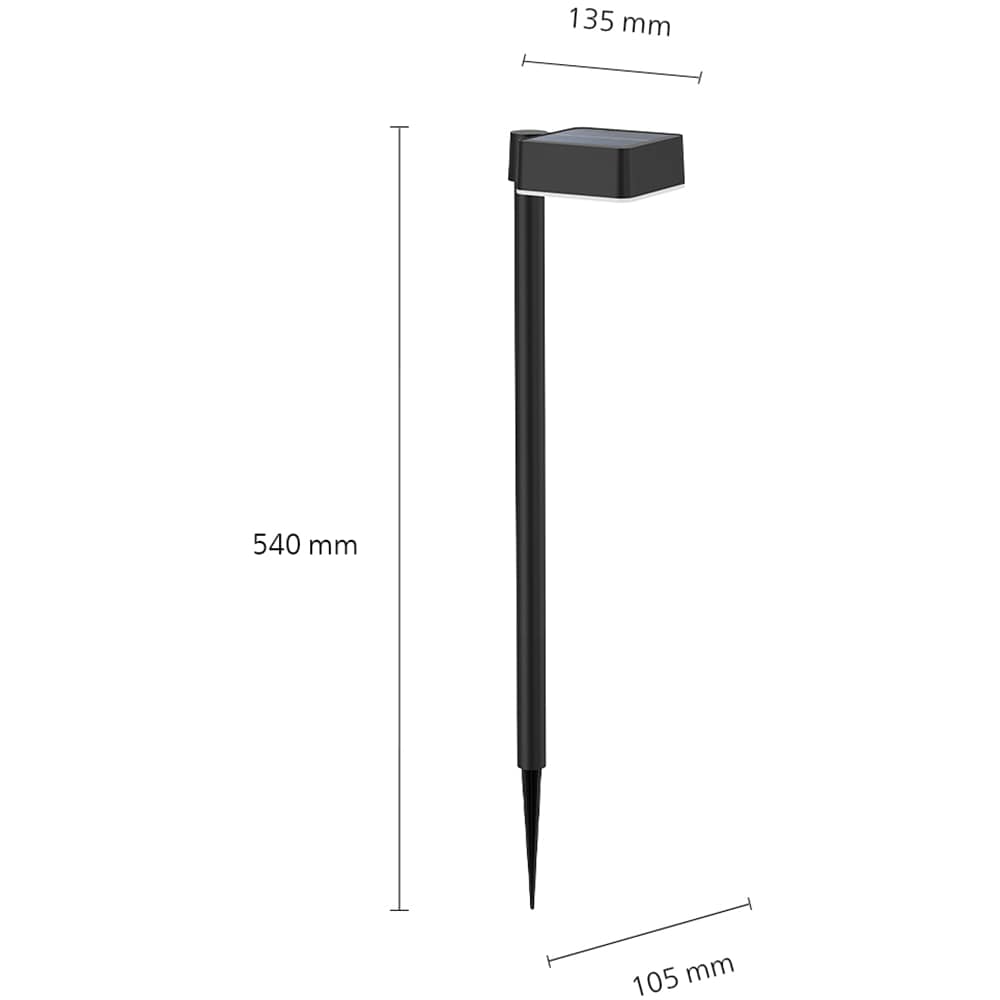 Lampa solara patrata Philips Vynce, 1.5W, 200lm, IP44, plastic, negru