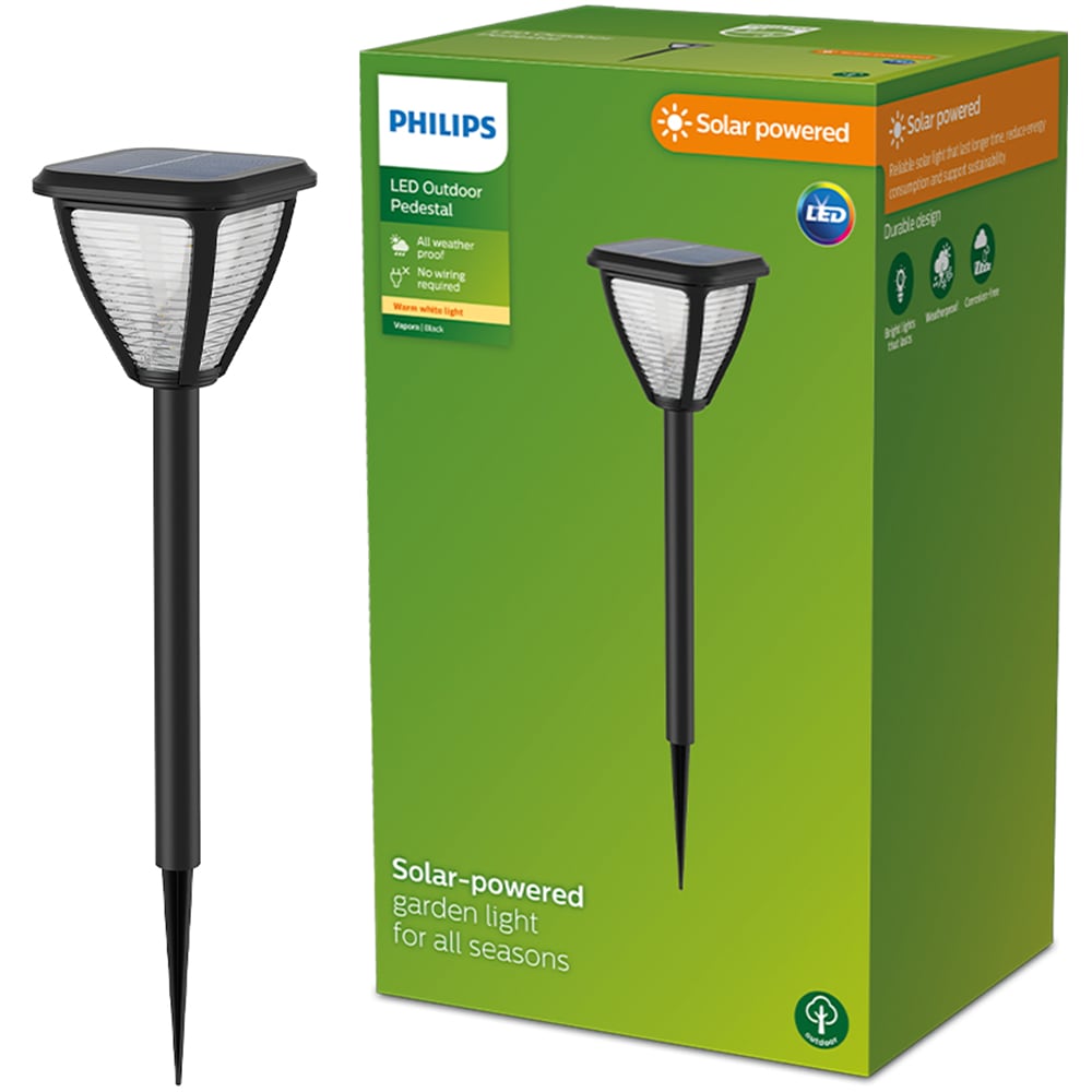 Lampa solara Philips Vapora, 1.5W, 200lm, IP44, plastic, negru