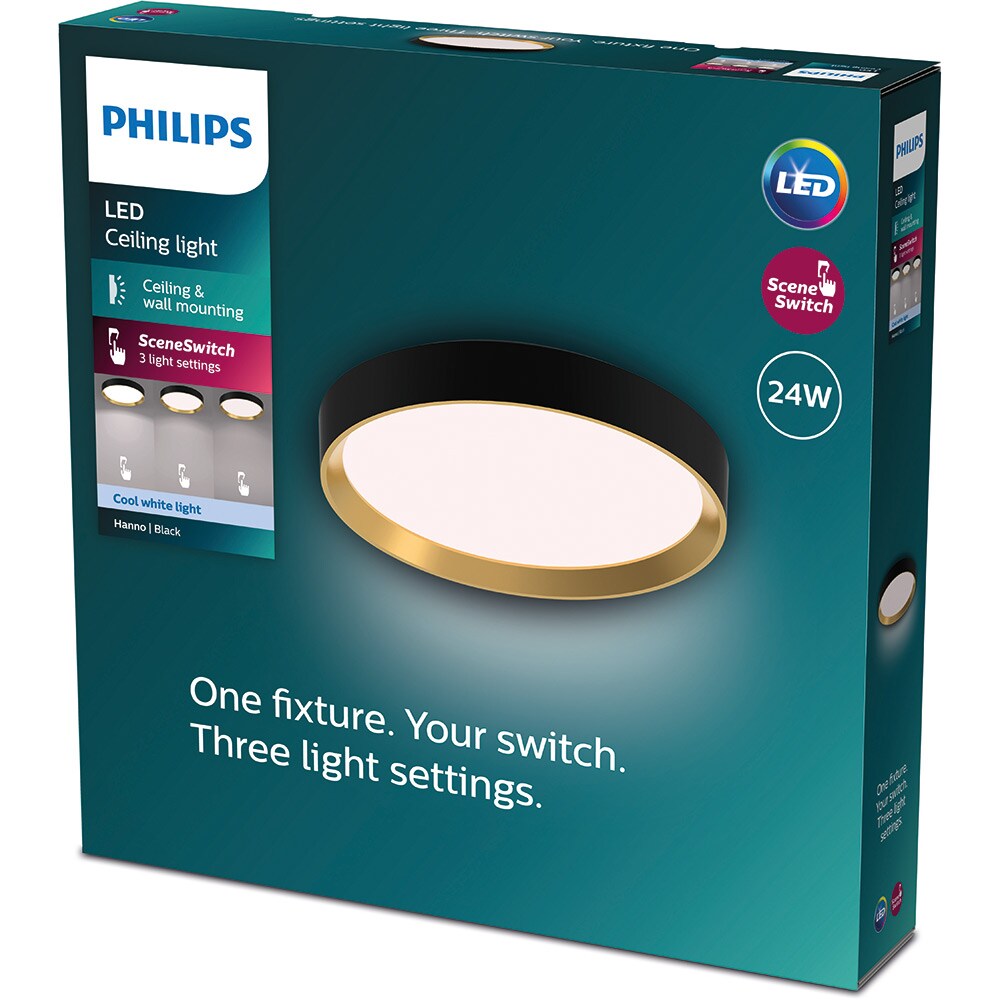 Plafoniera LED PHILIPS Scene Switch Hanno, 24W, 2800lm, IP20, 4000K, aluminiu plastic, negru