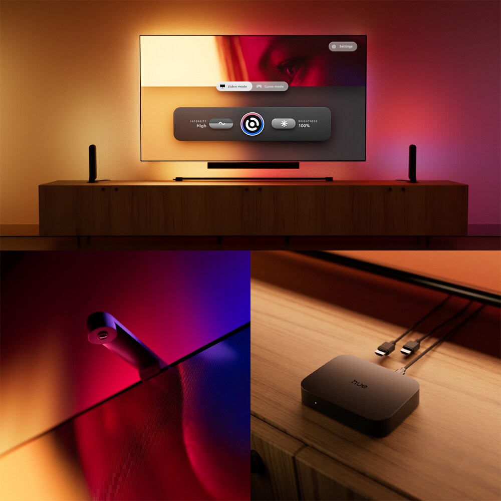 Banda LED Smart PHILIPS Hue Play Gradient, RGBW, pentru TV 65", 14.5W, 1050lm, 3.5 m